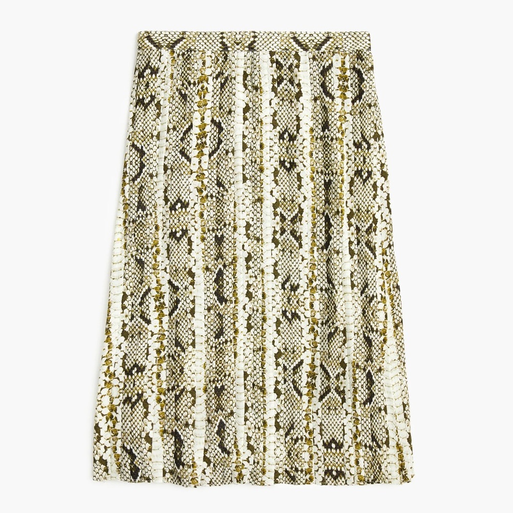 Pleated midi skirt in snakeskin print